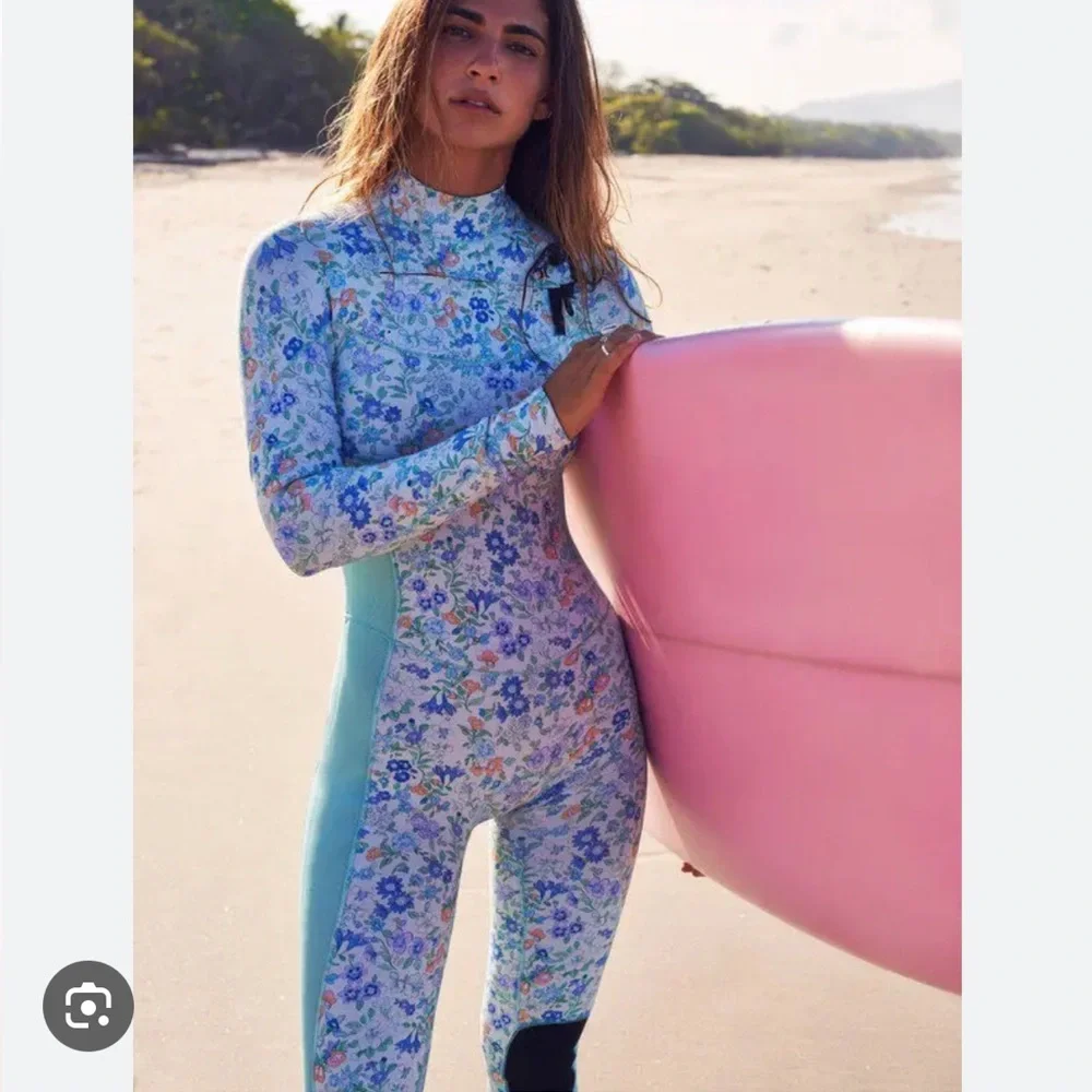LoveShackFancy X Hurley Women's Blue Floral Full Wetsuit size XS - Picture 1 of 8